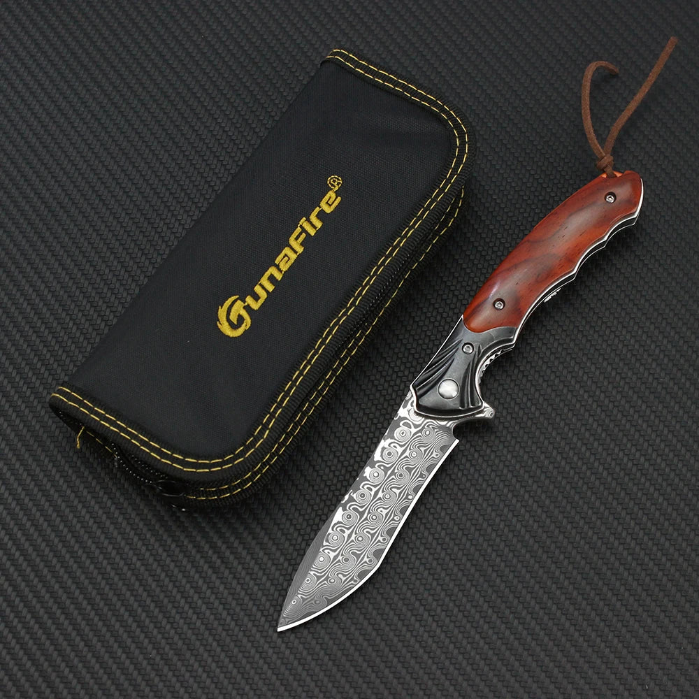 Couteau Pliant VG10 Damas Manche Bois