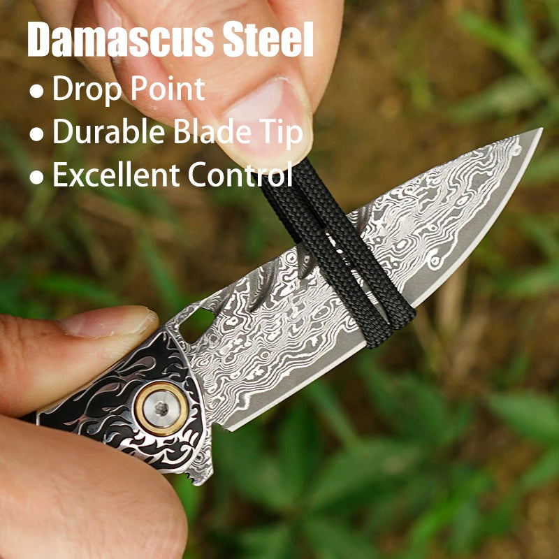Couteau Pliant Damas EDC Survie Camping