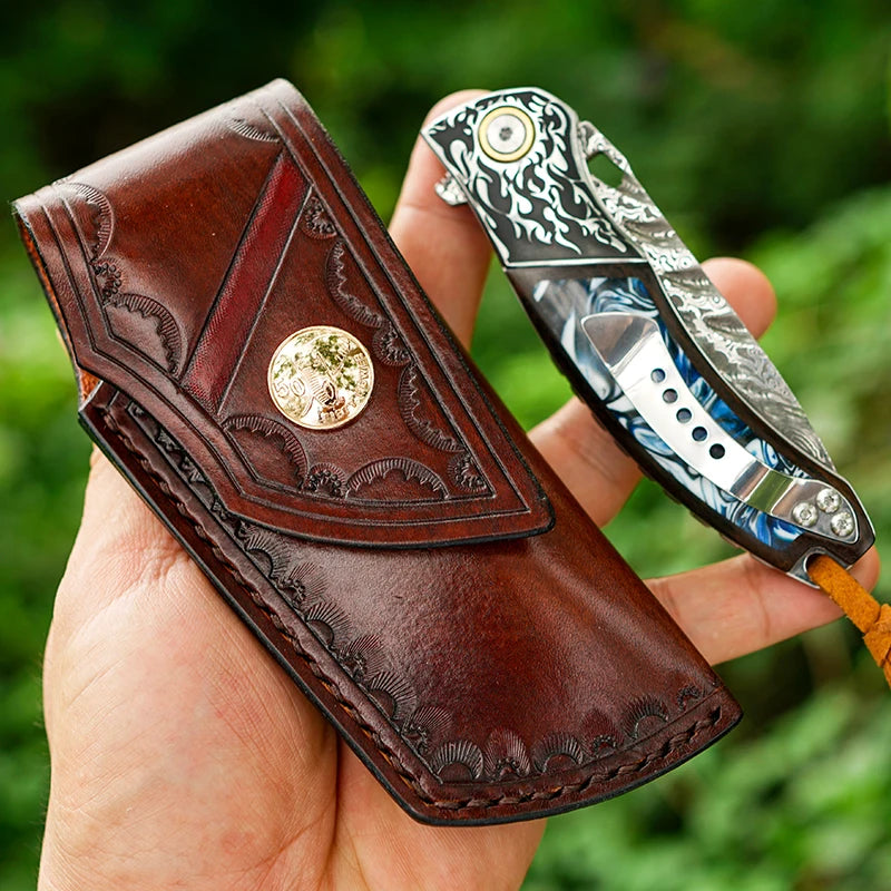 Couteau Pliant Damas EDC Survie Camping