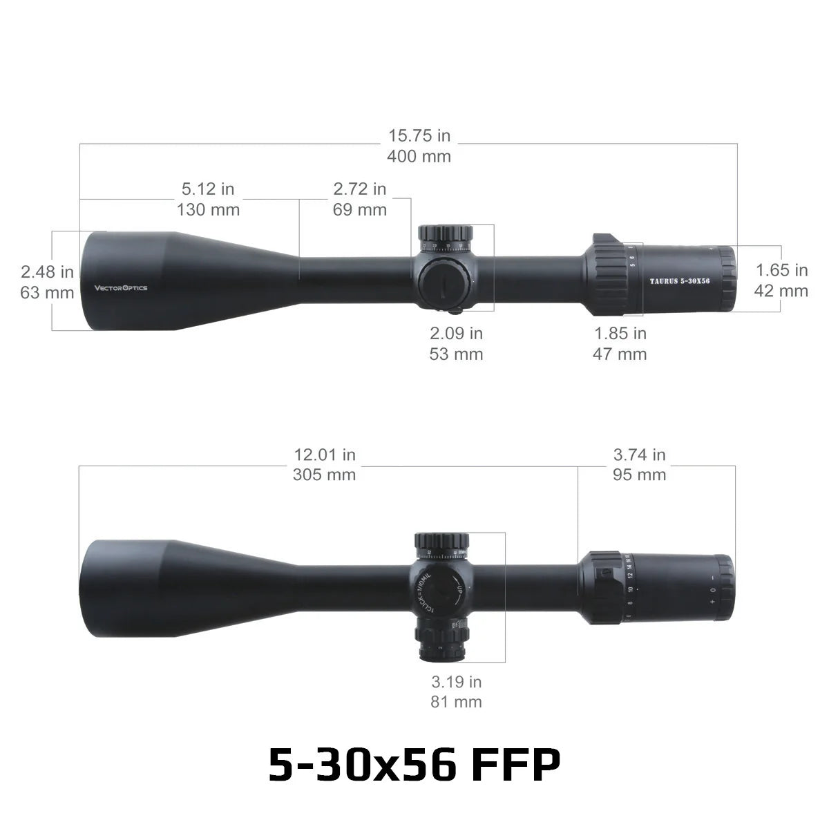 Lunette de Tir Vector Optics Taurus FFP 3-18x50 / 4-24x50 / 5-30x56