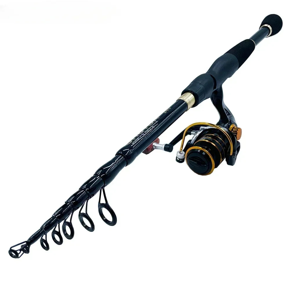 Canne à leurre télescopique + moulinet baitcasting