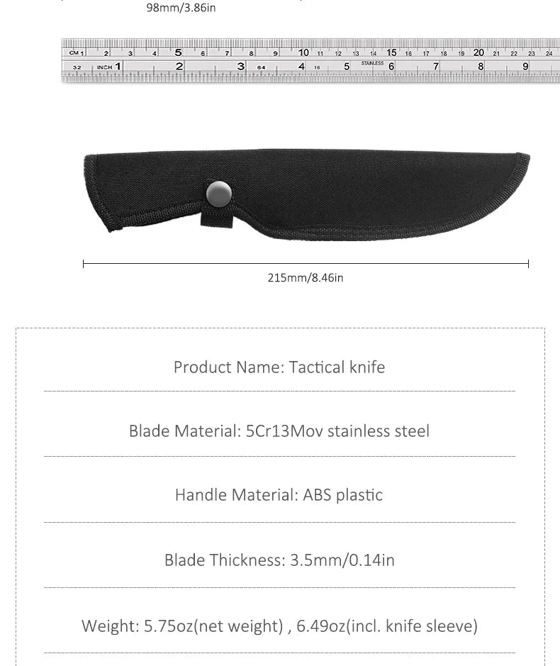 Couteau Fixe Tactique Bowie avec Étui