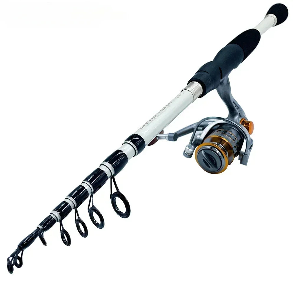 Canne à leurre télescopique + moulinet baitcasting