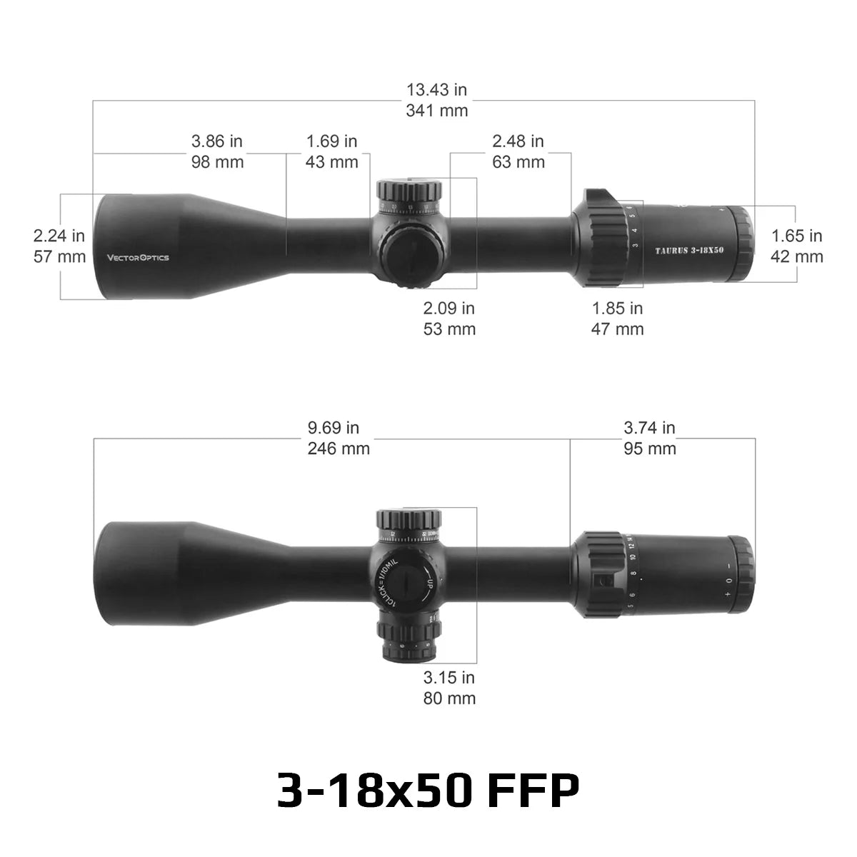 Lunette de Tir Vector Optics Taurus FFP 3-18x50 / 4-24x50 / 5-30x56