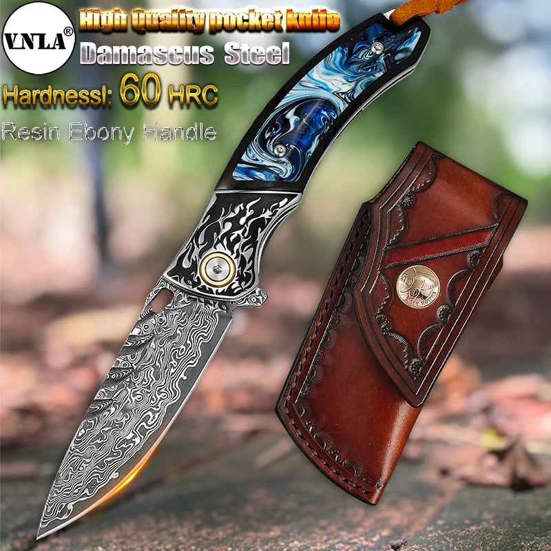 Couteau Pliant Damas EDC Survie Camping