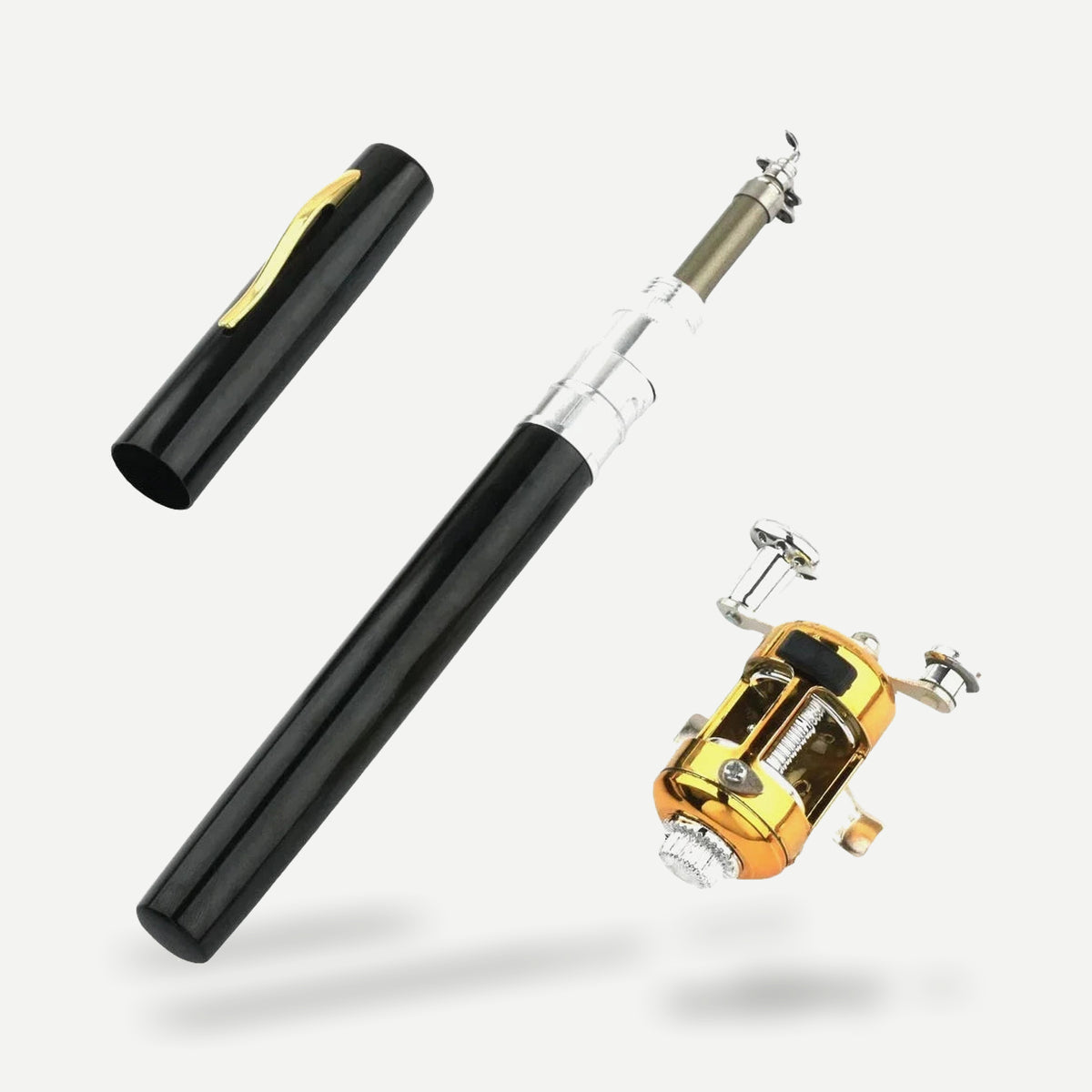 Mini canne stylo de poche 1 m avec moulinet – Noir