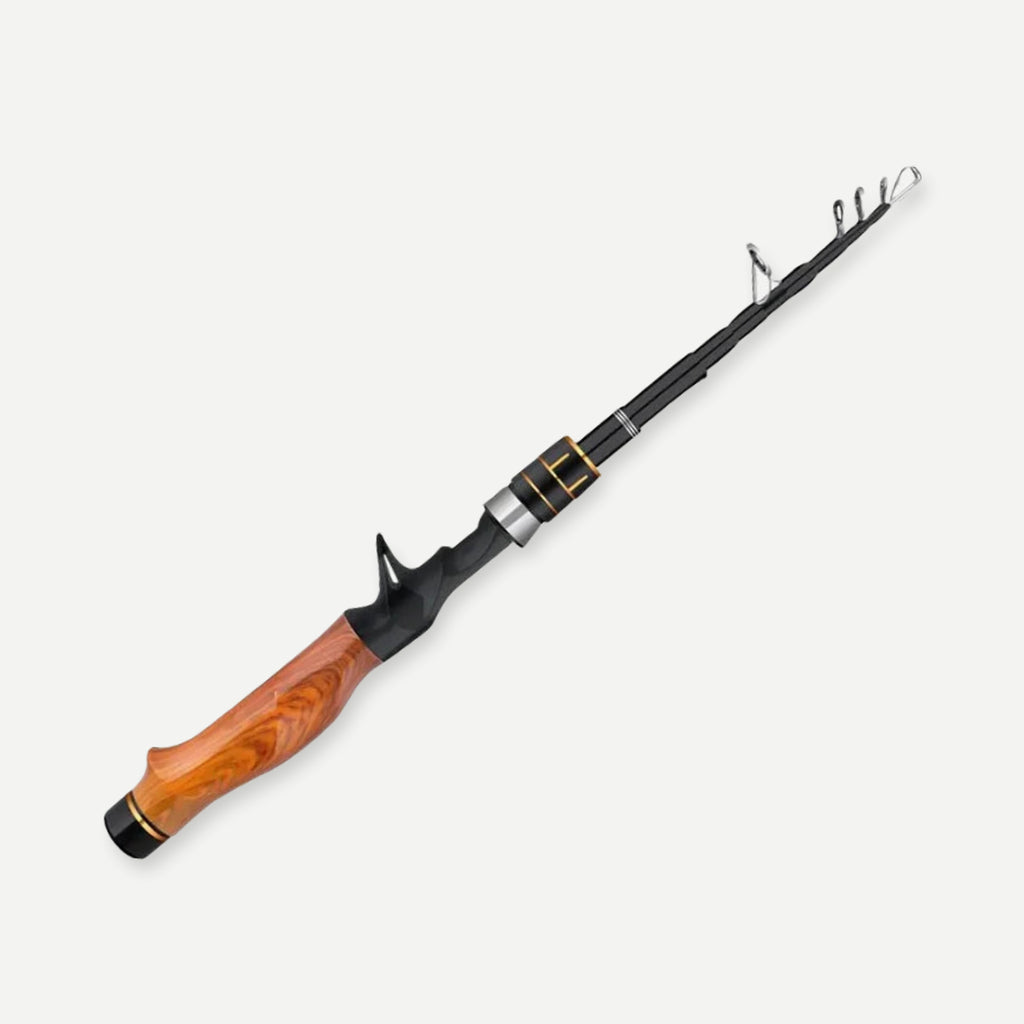 Canne télescopique carbone poignée pistolet bois – 1,8 à 2,4 m