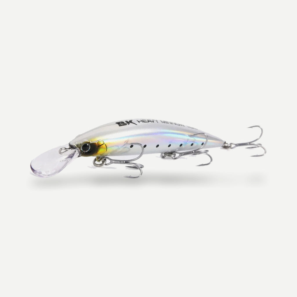 Leurre FSTK Heavy Minnow coulant 9 cm, 28 g – eau salée – Argent perle