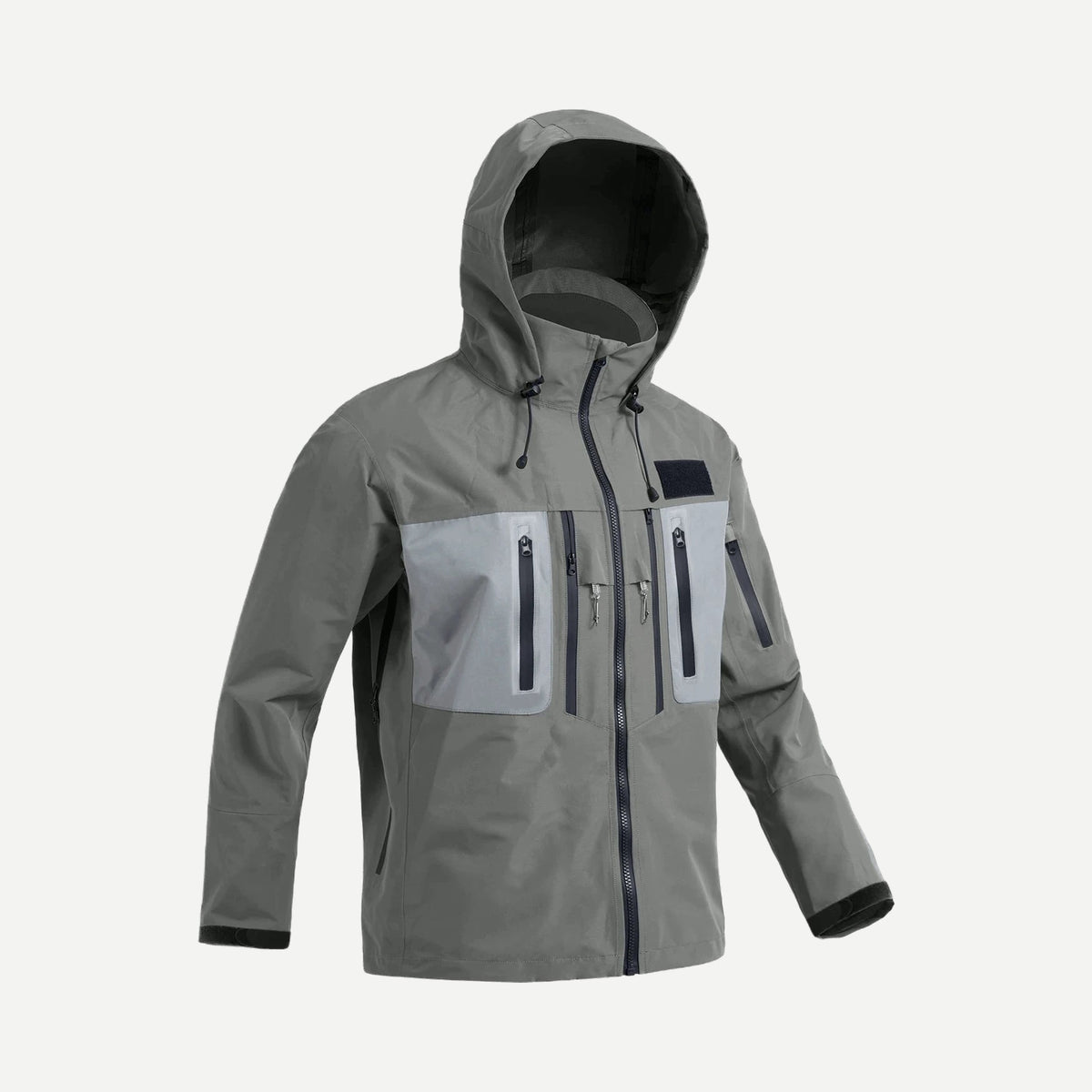 Manteau imperméable à capuchon 3 couches homme – gris ou vert armée