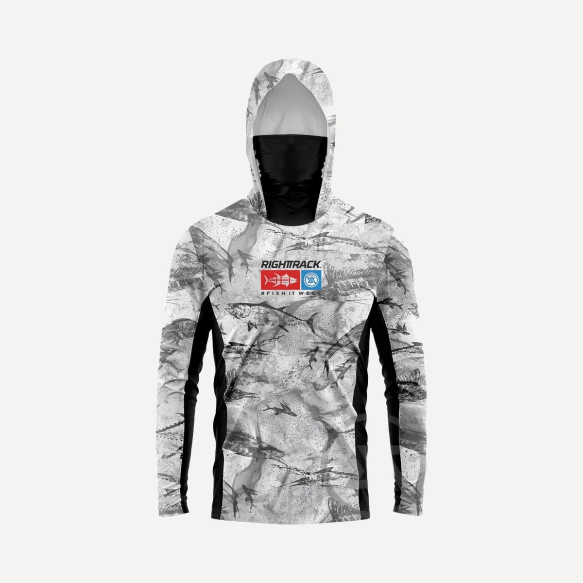 Chandail à capuchon avec masque intégré – camouflage – Camouflage blanc