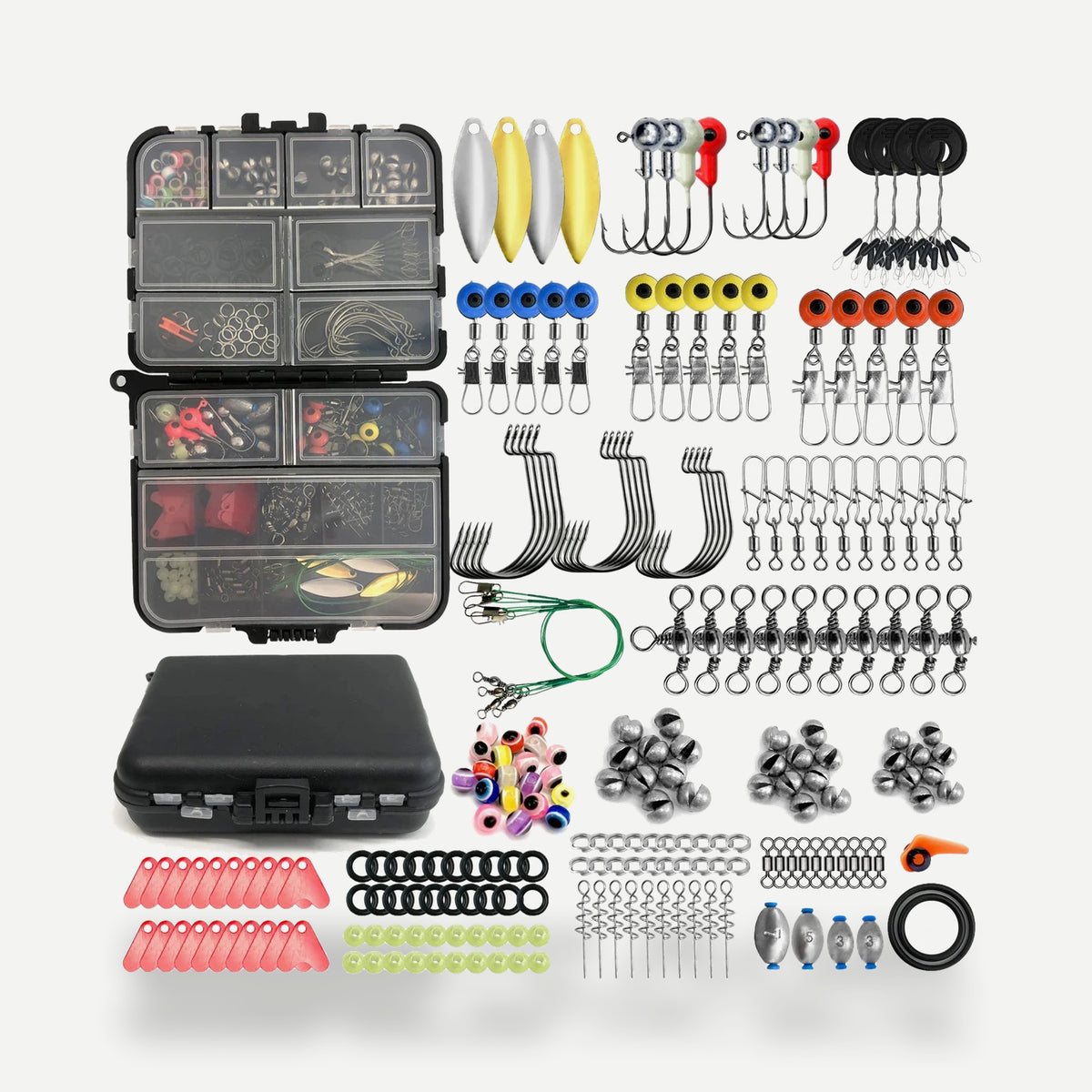 Kit d'accessoires de pêche 170, 226 ou 410 pièces avec boîte – 226 pièces
