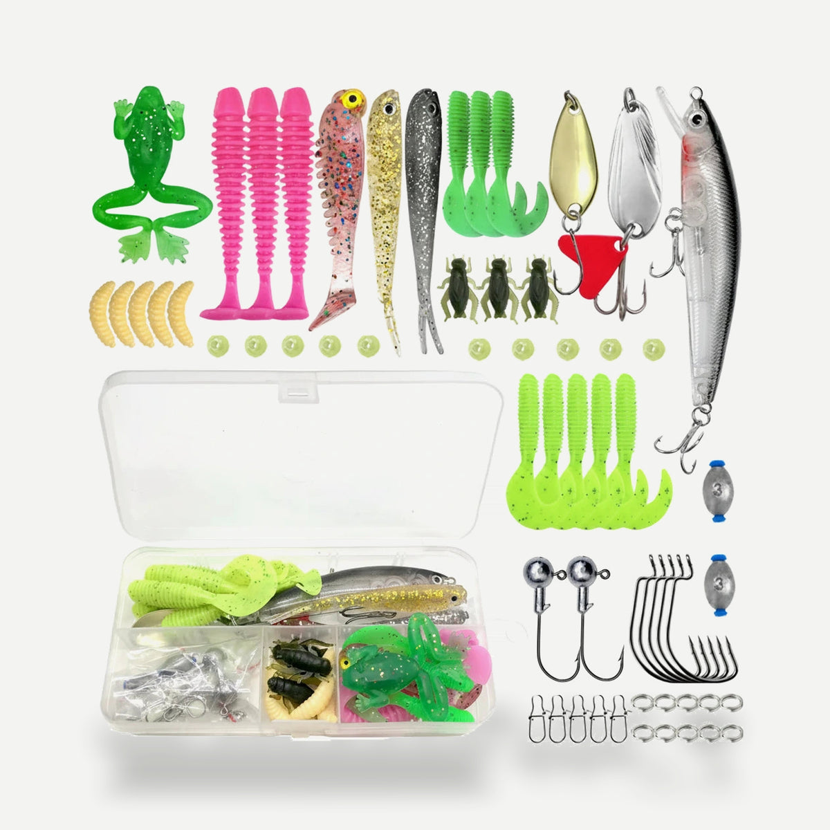 Coffret de 60 leurres assortis avec boîte