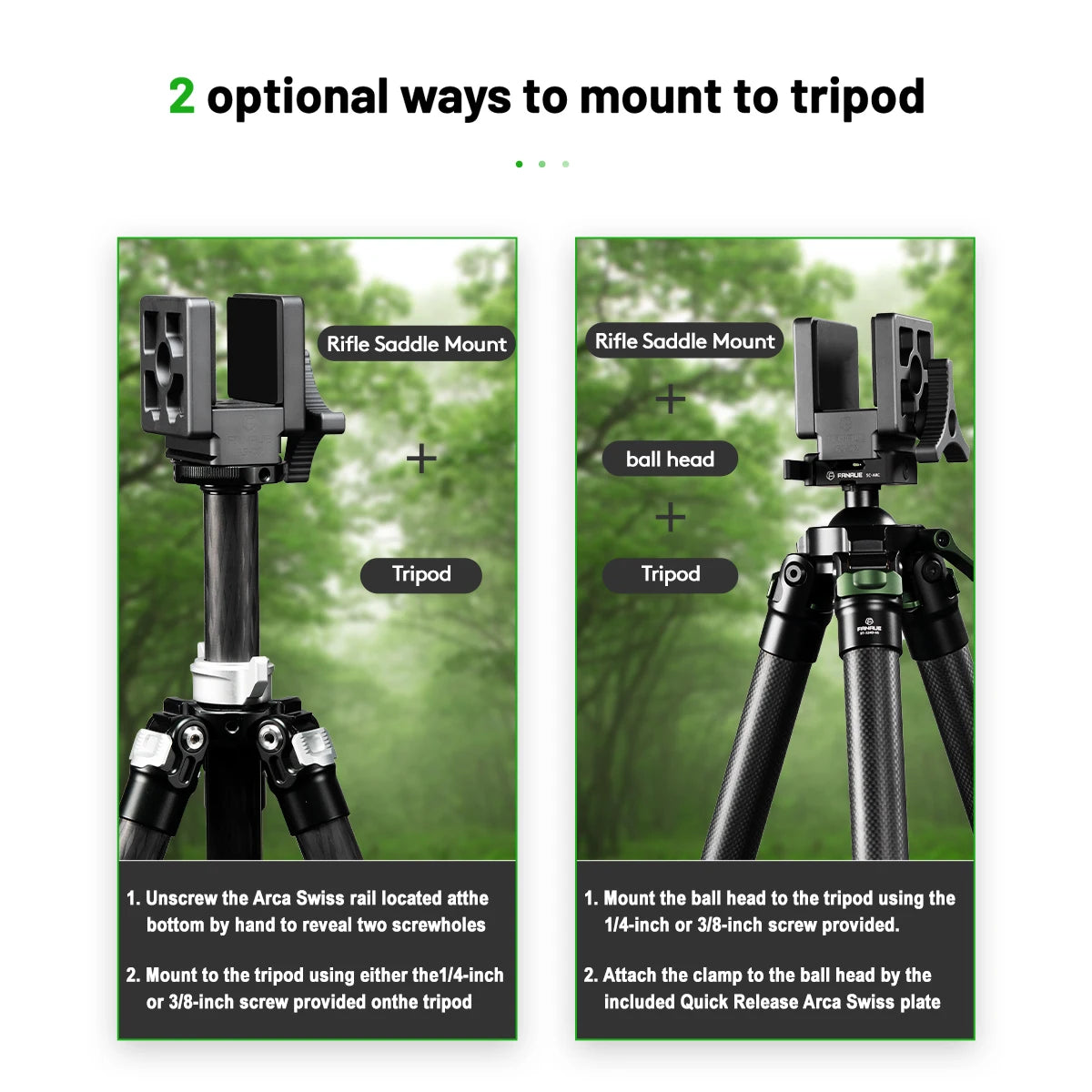 FANAUE Aluminum Saddle Mount clamp Tripod Mount Adapter for Hunting Shooting Outdoors compatible with Arca Swiss