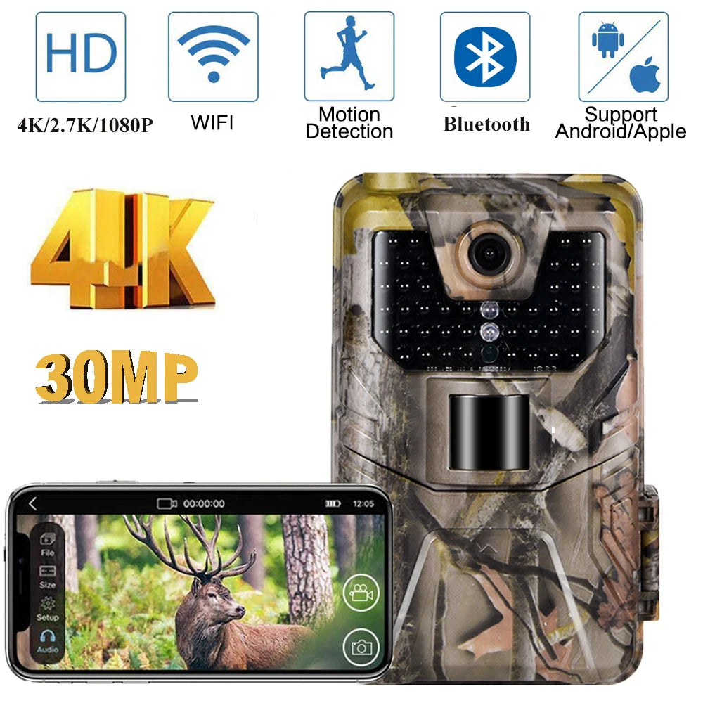 4K Trail Camera Live Video 30MP Bluetooth Control