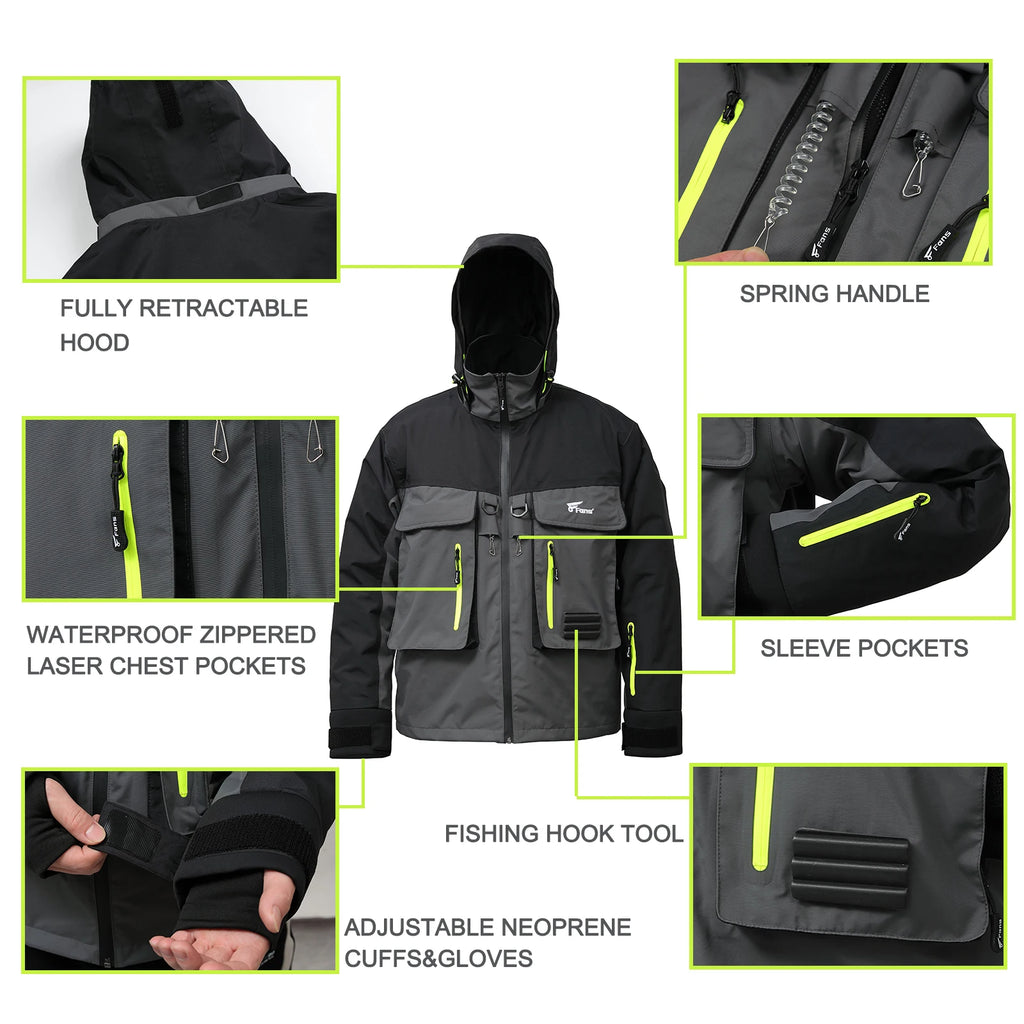Waterproof and breathable fishing jacket