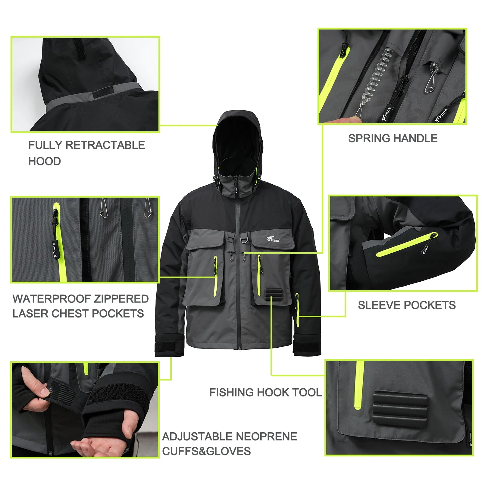 Waterproof and breathable fishing jacket