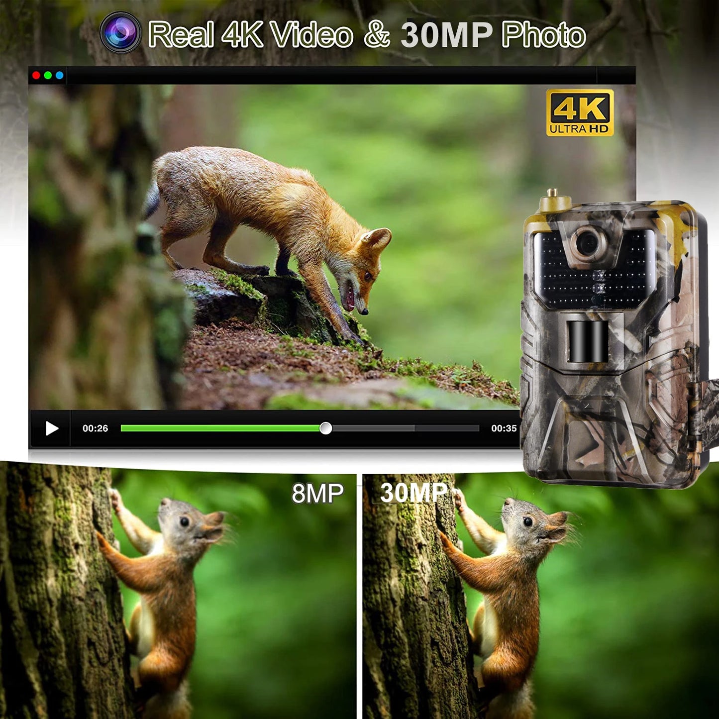 4K Trail Camera Live Video 30MP Bluetooth Control