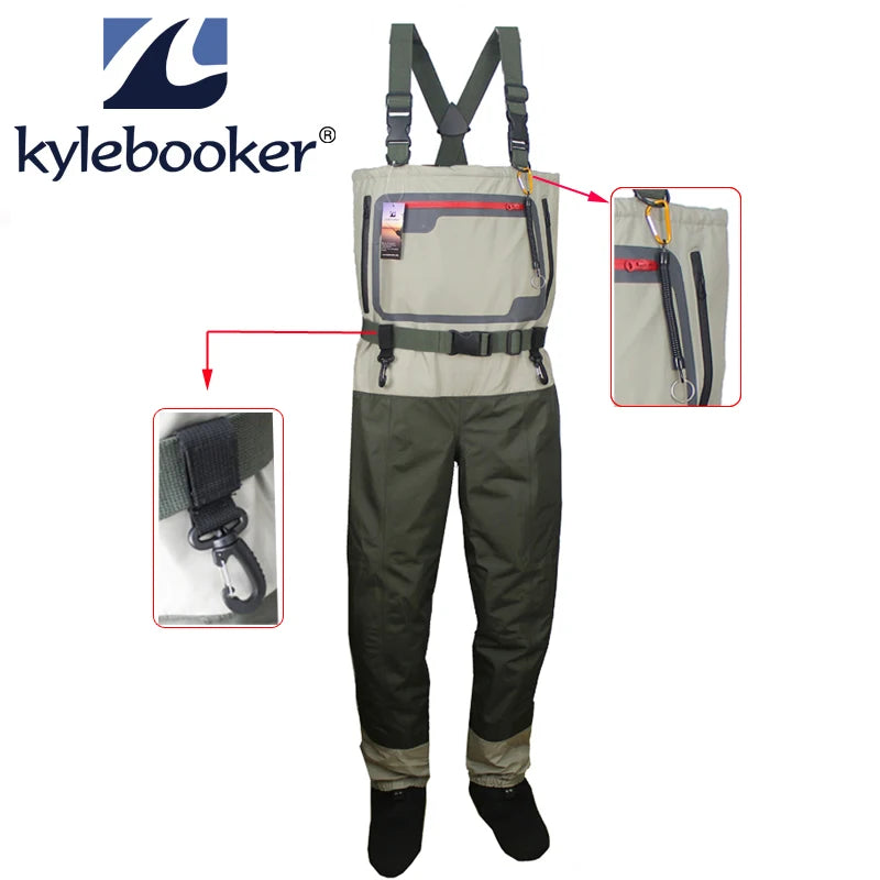 Waders de pêche respirants légers hommes