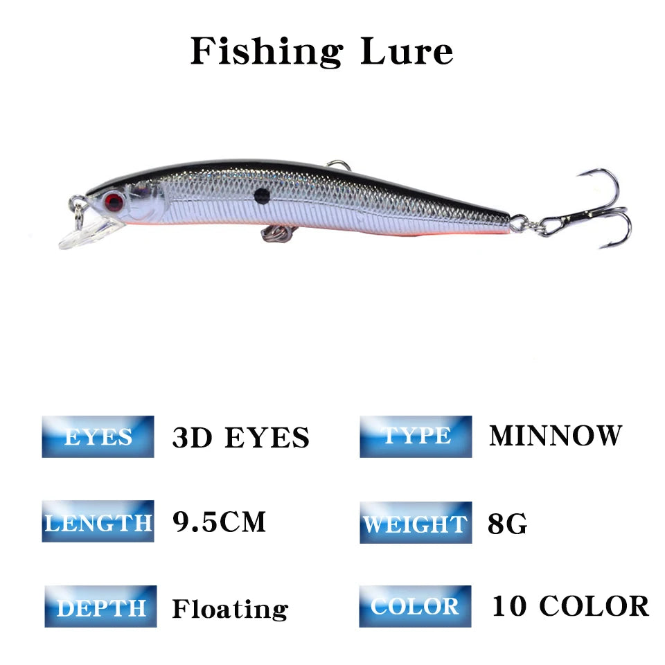 Floating Minnow Lure 95mm 8g Professional Fishing