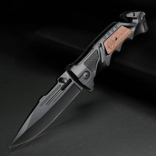 Couteau Pliant Extérieur Manche Bois Noir