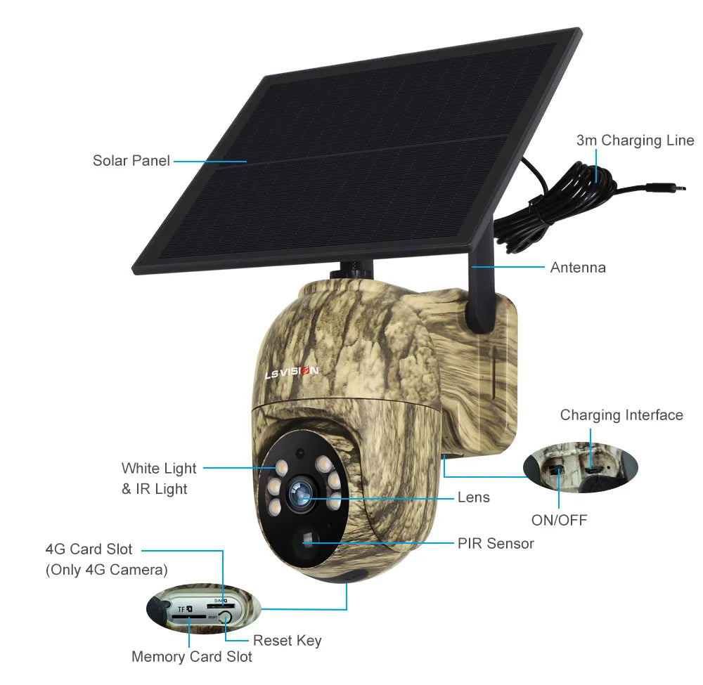 Caméra de Sécurité Solaire 360° 4G