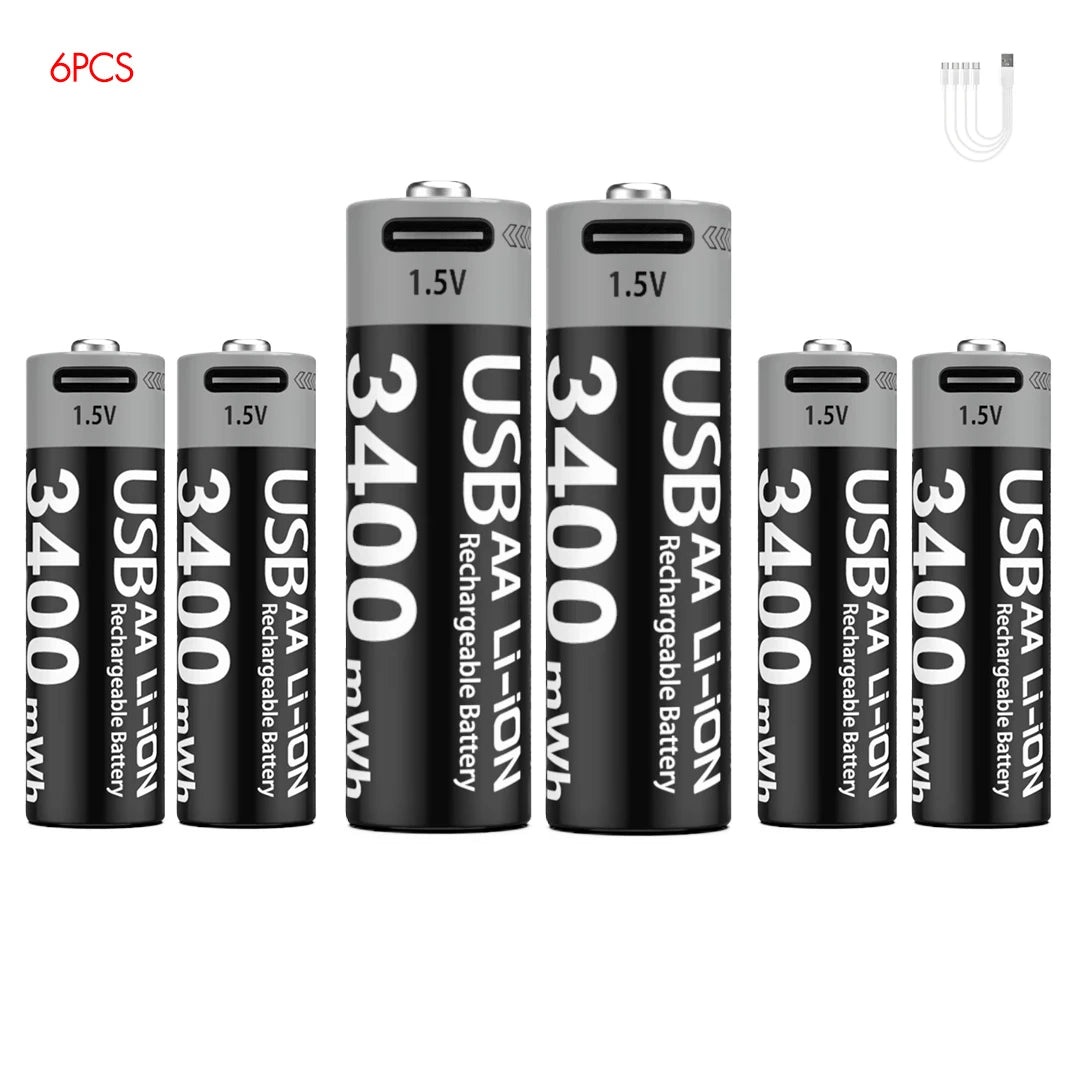 Kuugro Batteries AA Lithium 1.5V Rechargeables