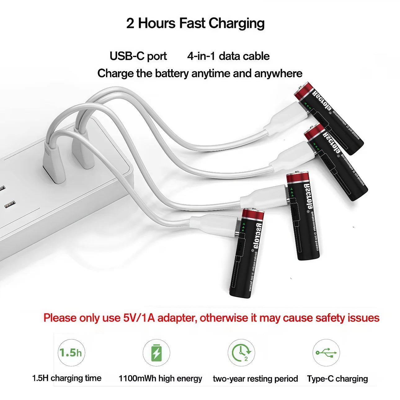 Piles AA Lithium USB-C Rechargeables