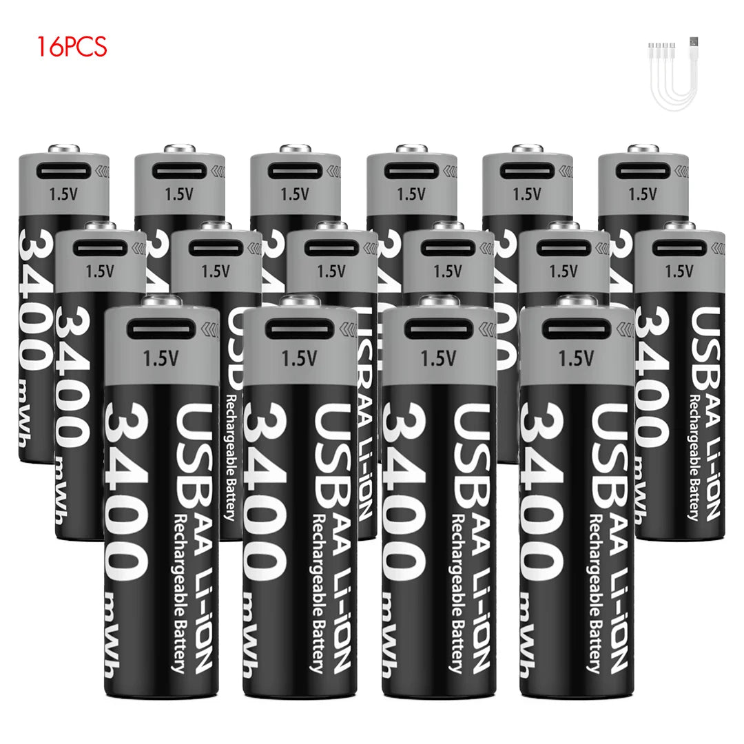 Kuugro Batteries AA Lithium 1.5V Rechargeables