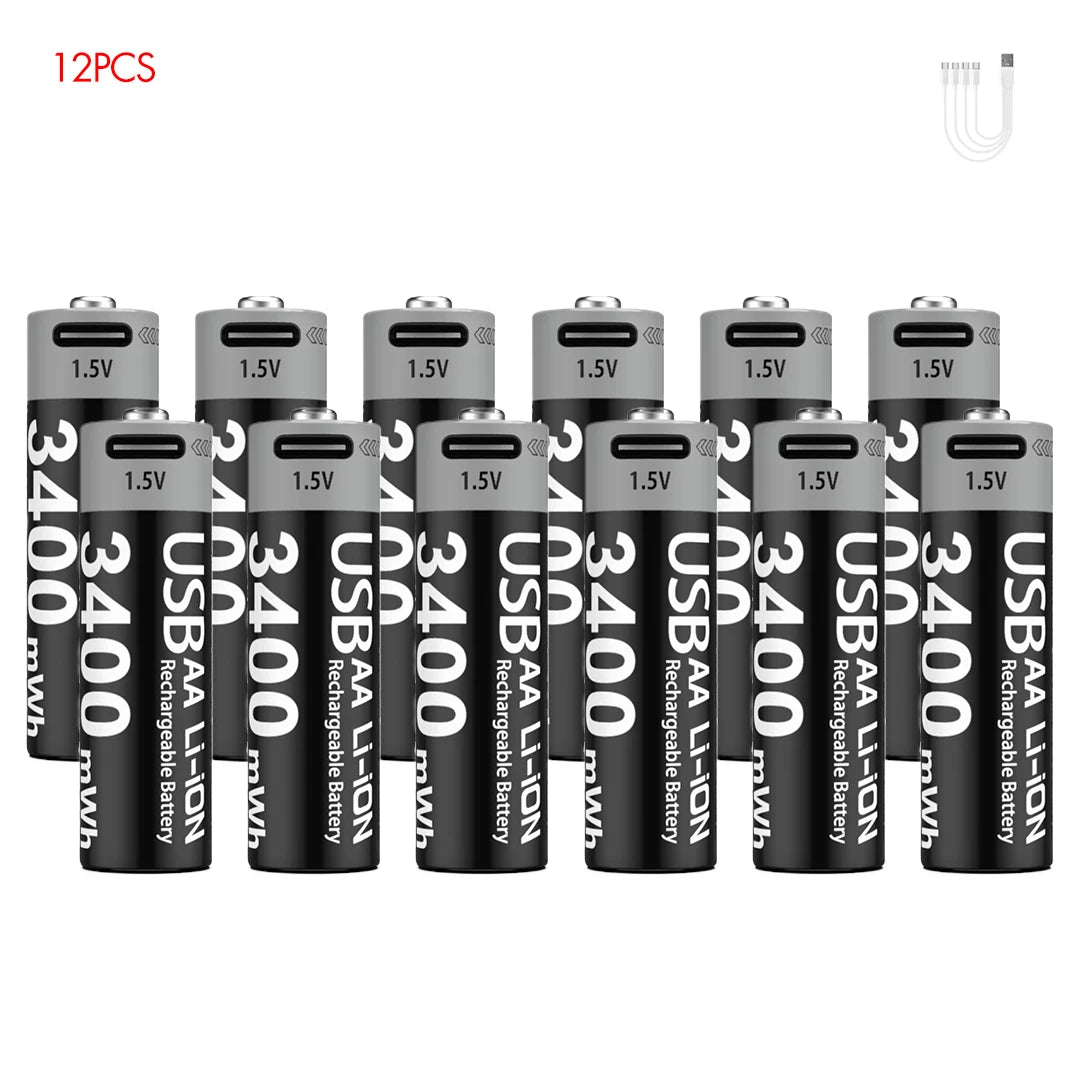 Kuugro Batteries AA Lithium 1.5V Rechargeables