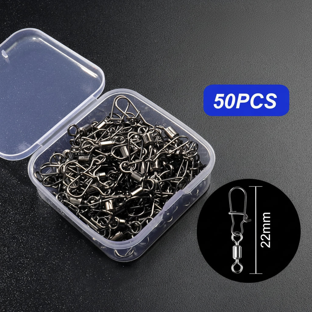 50-piece fishing swivel connector kit