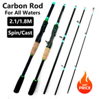 Carbon rod – 1.8 m / 5.9 ft or 2.1 m / 6.9 ft – medium action