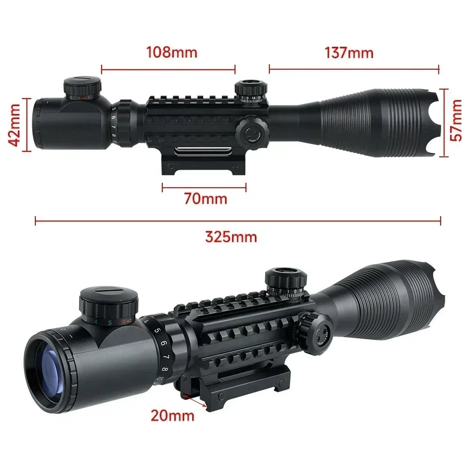 Lunette de Tir Tactique 4-16x50EG pour Tir à Longue Distance avec Laser Rouge/Vert