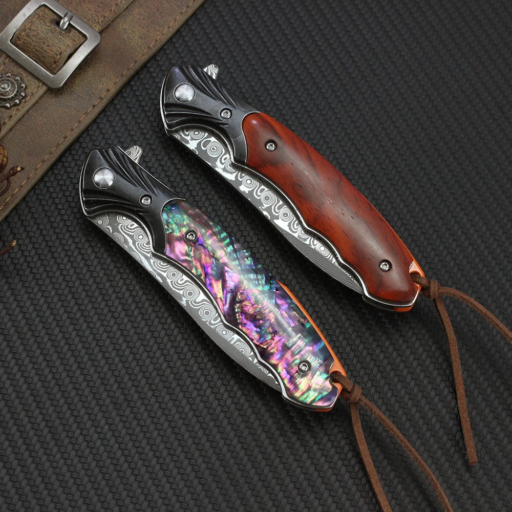 Couteau Pliant VG10 Damas Manche Bois