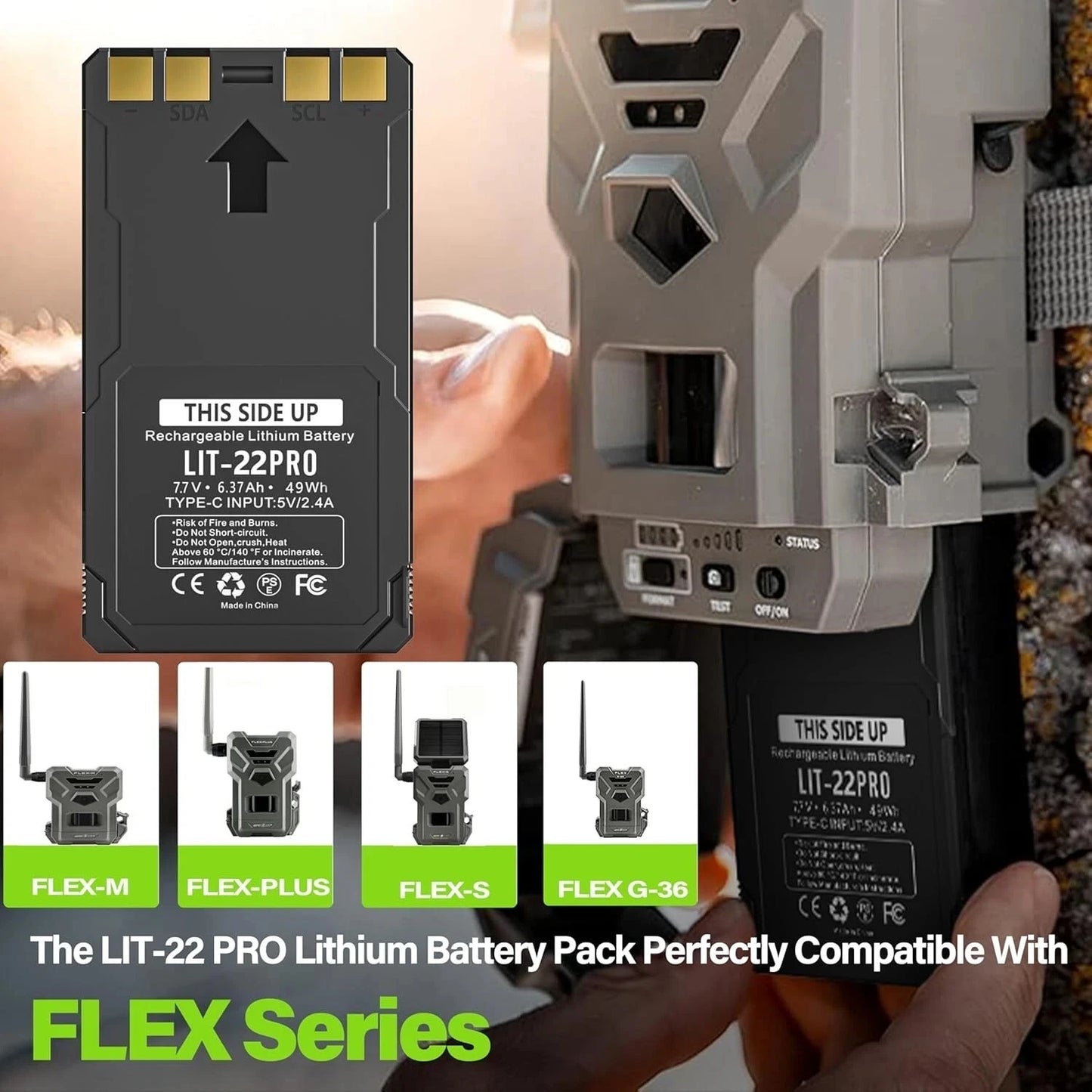 Batterie Rechargeable LIT-22 Caméra Chasse