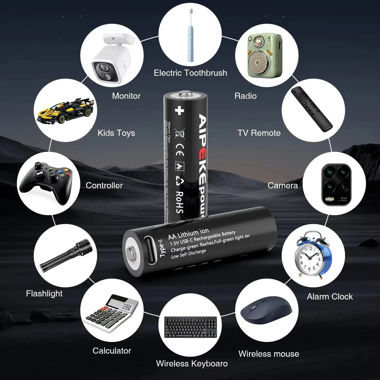 Piles AA Lithium Rechargeables USB-C