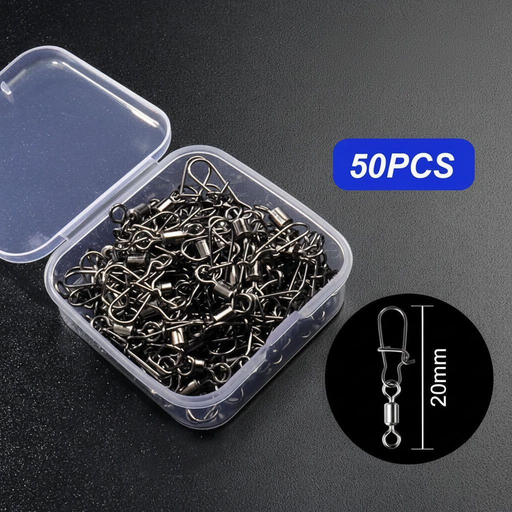 50-piece fishing swivel connector kit