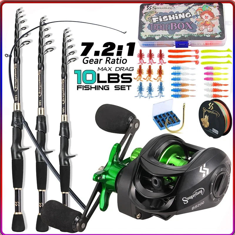 1.8m telescopic rod with reel, 5kg drag 