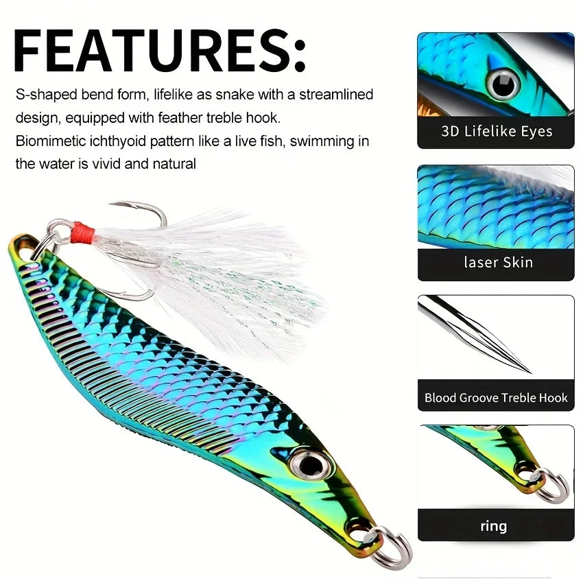 Aorace Metal Lure with Feathers 7-20g Sea Bass &amp; Pike