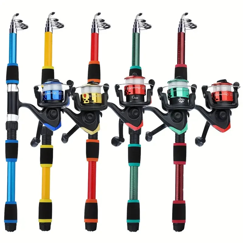 Canne spinning télescopique 1,8 m + moulinet 5,2:1, traînée 5 kg