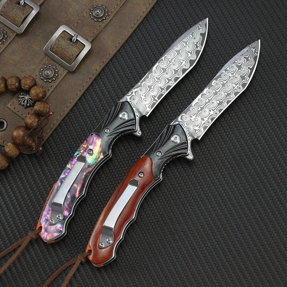 Couteau Pliant VG10 Damas Manche Bois