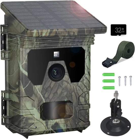 Caméra de Chasse Solaire 4K – WiFi, Bluetooth, Vision en Direct