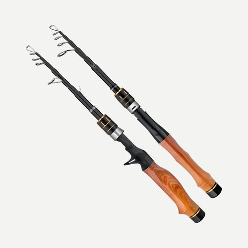 Canne télescopique carbone poignée pistolet bois – 1,8 à 2,4 m