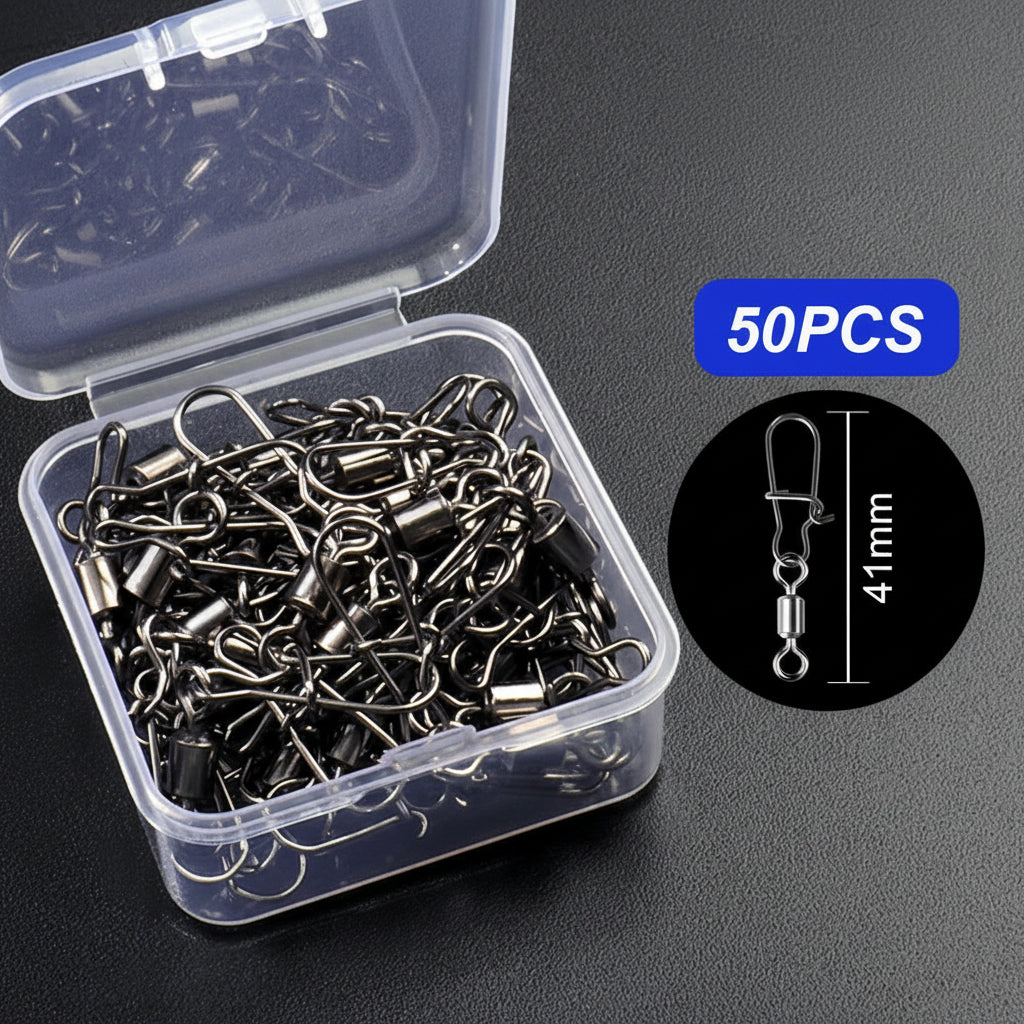 50-piece fishing swivel connector kit