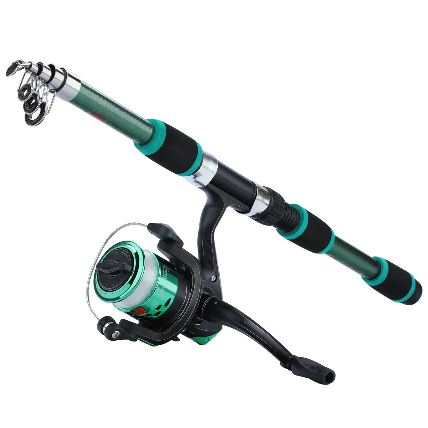 Canne spinning télescopique 1,8 m + moulinet 5,2:1, traînée 5 kg