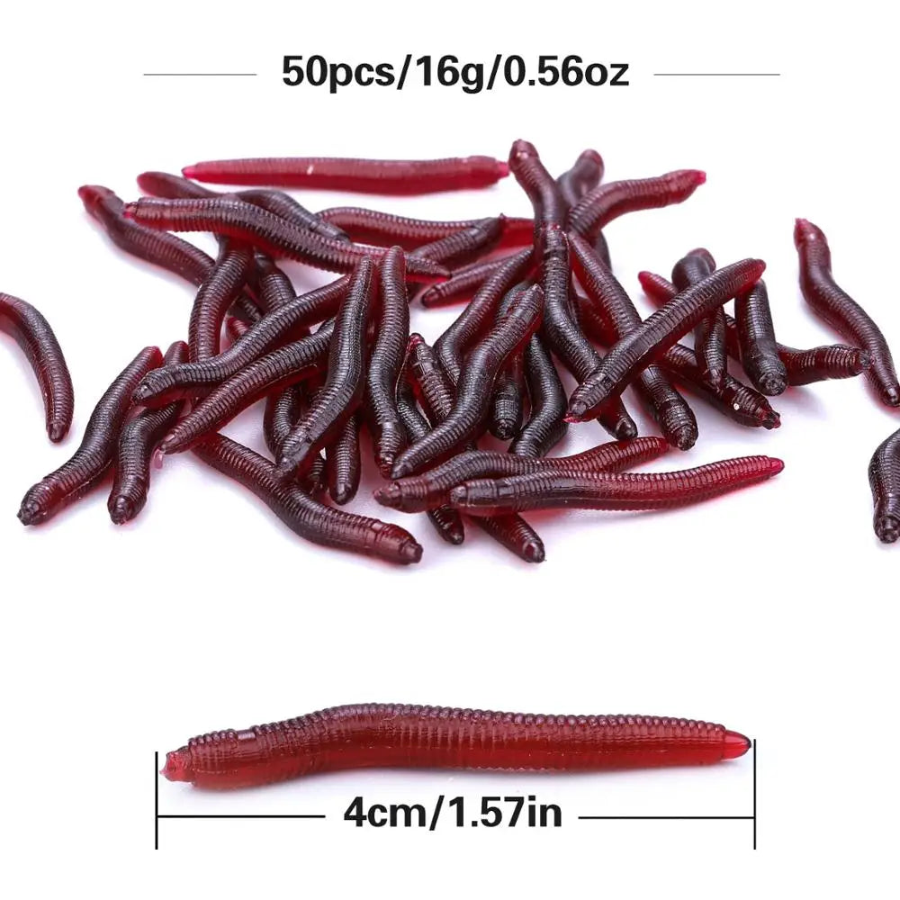Lot 50–200 leurres souples ver 4 cm