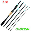 Carbon rod – 1.8 m / 5.9 ft or 2.1 m / 6.9 ft – medium action