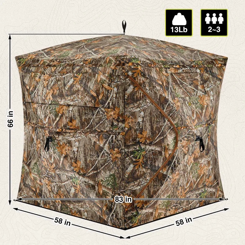 Tente de camouflage avec un angle de vue dégagé à 270 degrés