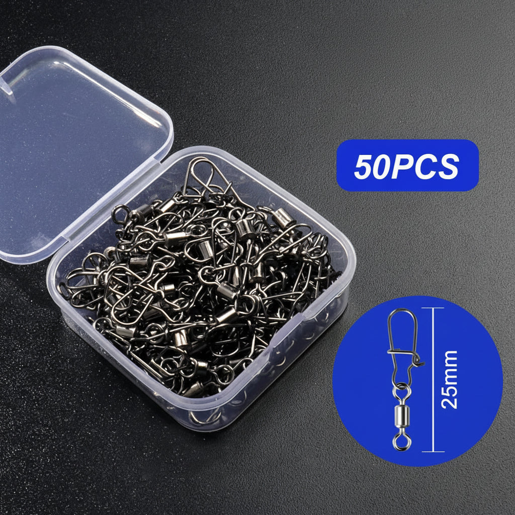 50-piece fishing swivel connector kit