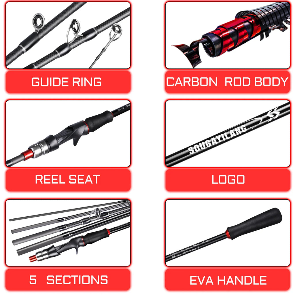 Lightweight travel fishing rod 1.8–2.1 m