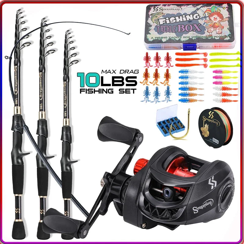 1.8m telescopic rod with reel, 5kg drag 